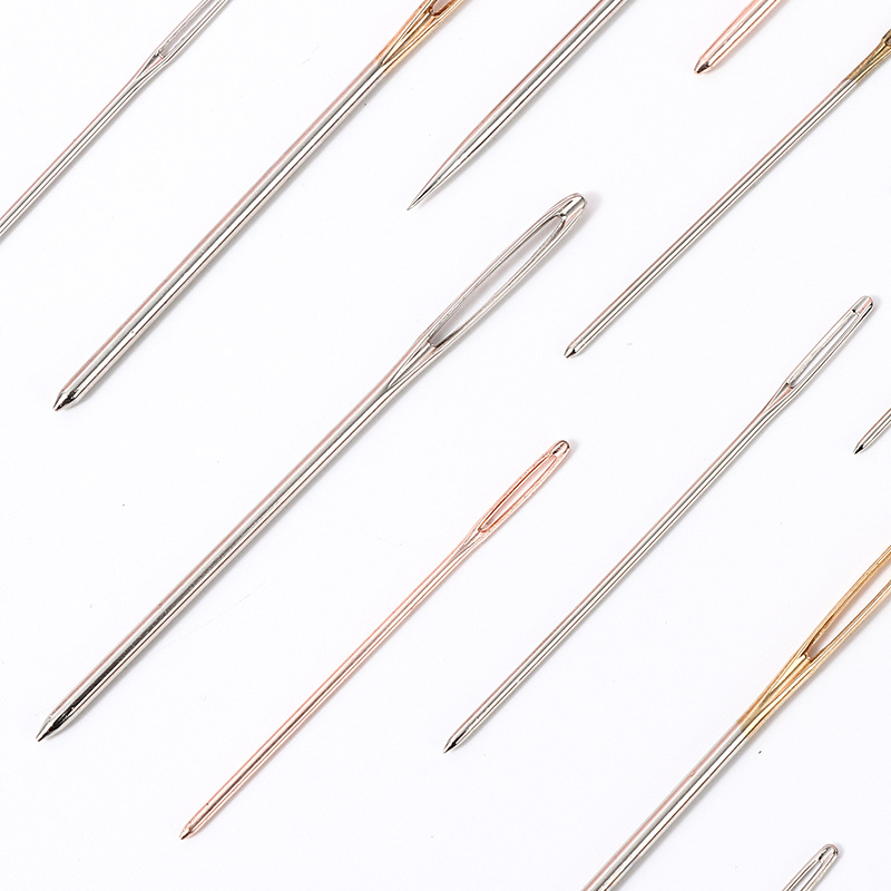 Multi-specification big eye blunt head needle cross stitch silk ribbon embroidery pointed round head needle gold tail big eye thick head needle wholesale