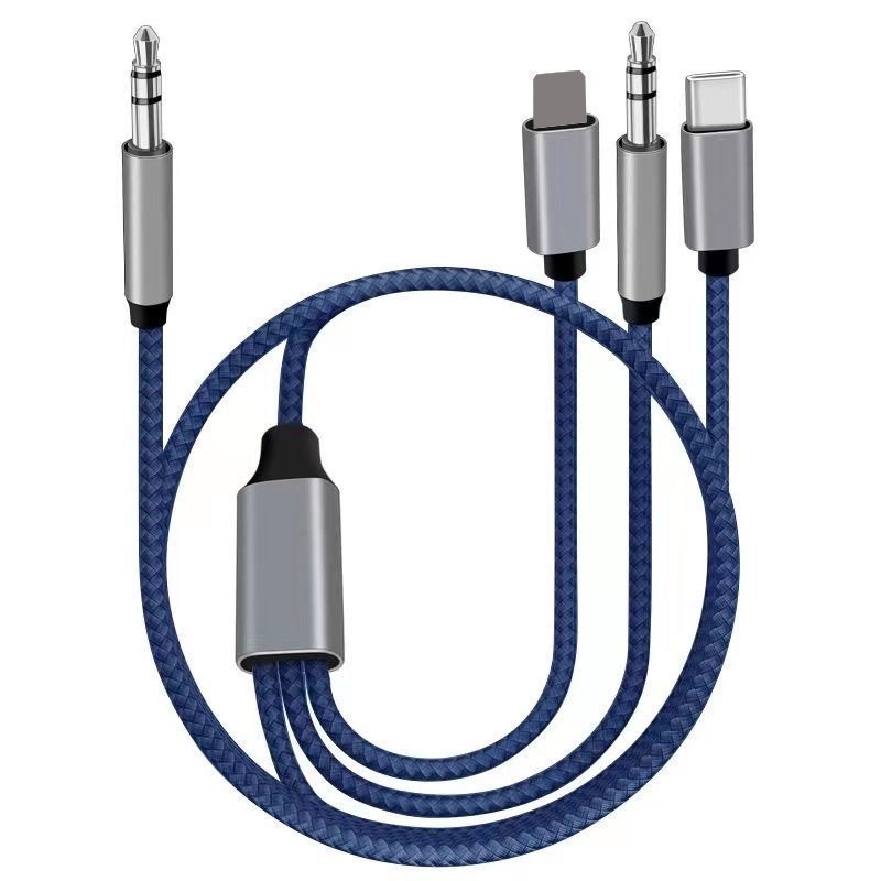 Suitable for Apple type-c mobile phone car audio cable 3.5mm three-in-one AUX multi-function speaker cable