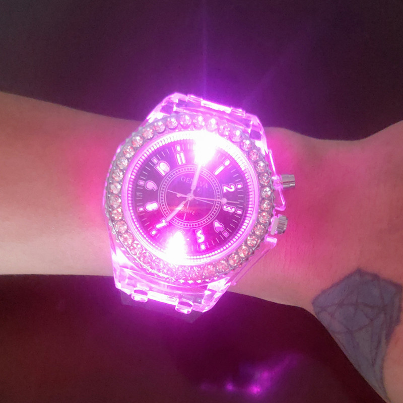 Ins Luminous Watch Distinctive Harajuku Korean Fashion Trendy LED Fluorescent Couple Watch for Boys and Girls