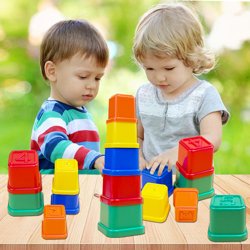 Amazon Explosions Children's Fun Plastic Small Toys 5PCs Enlightenment Educational Rainbow Digital Building Blocks Stacked Music
