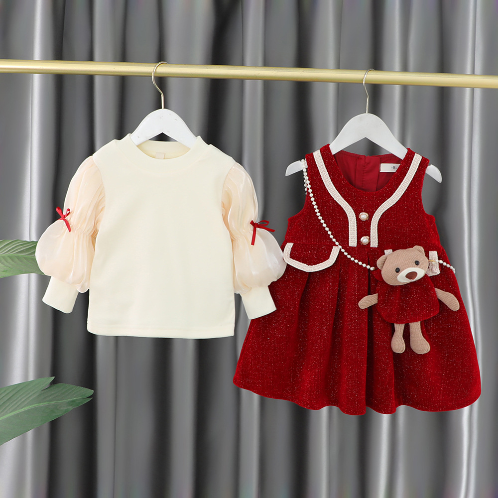 Children's winter western style one-year-old dress baby autumn and winter fashionable Korean style dress girls' winter princess dress delivery