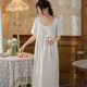 Short-Sleeved Nightgown Women's Summer Cotton Palace Style Elegant Lace Princess Pajamas Loose Large Size Soft Outwear Home Clothes