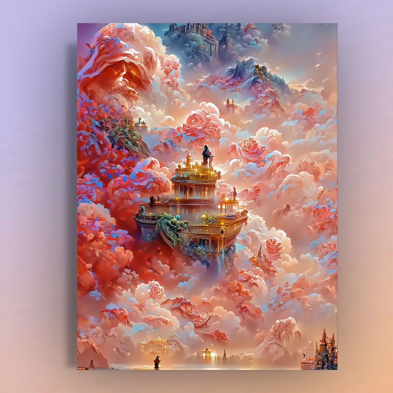 Tiangong digital oil painting diy wholesale on behalf of the Palace oil painting fairyland beautiful living room painted colorful decorative painting