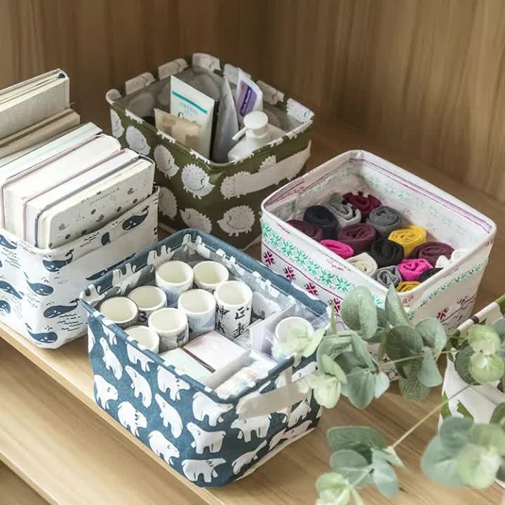 Plaid cotton and linen storage three-pocket hanging bag behind the door storage bag simple fashion hanging pocket storage bag