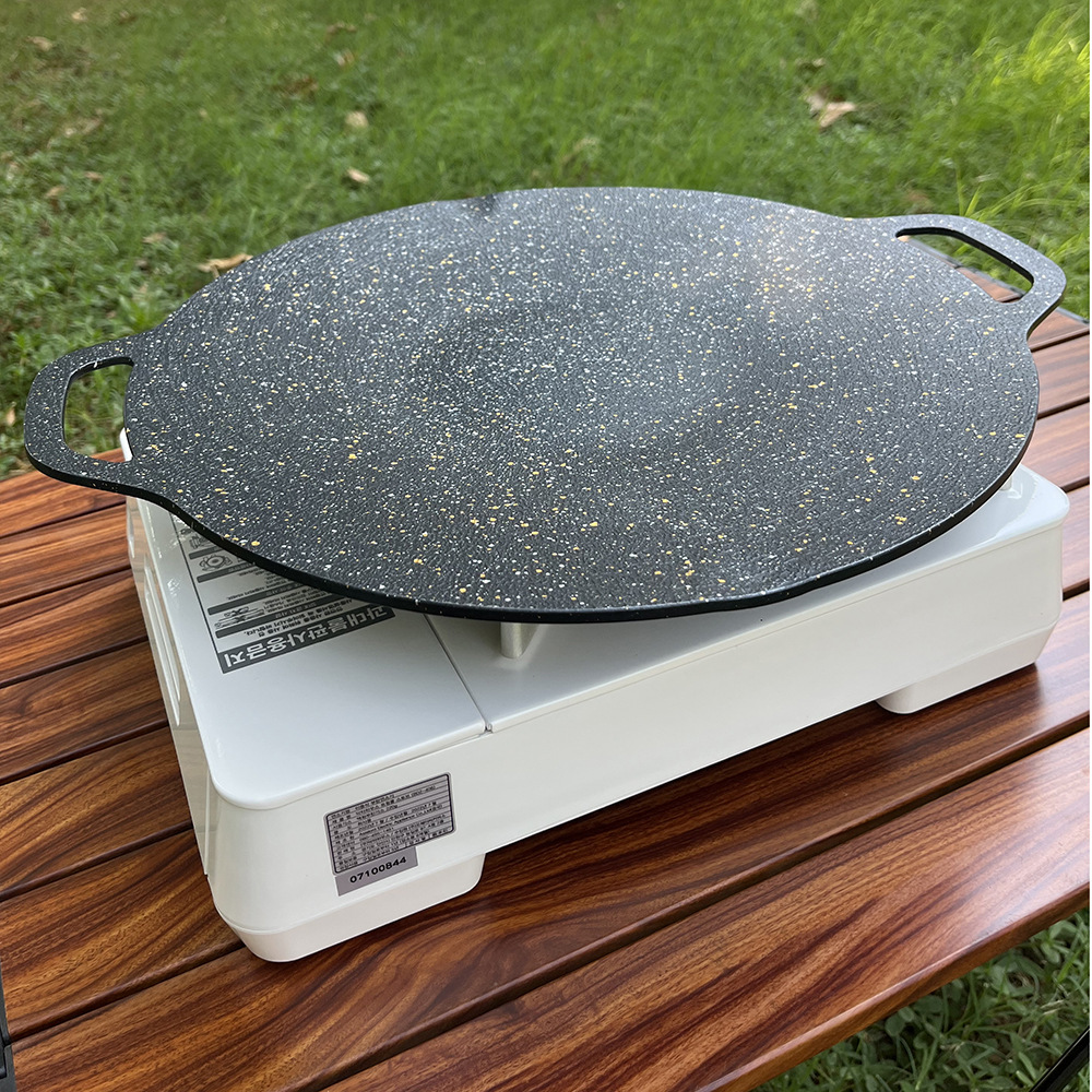 Outdoor Camping Cartridge Oven Teppanyaki Household Korean Style Barbecue Plate Barbecue Commercial Maifan Stone Non-stick Round Grilling