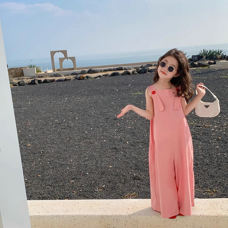 女童褲子韓版連體褲連身衣闊腿褲24夏裝新款外貿童裝代發