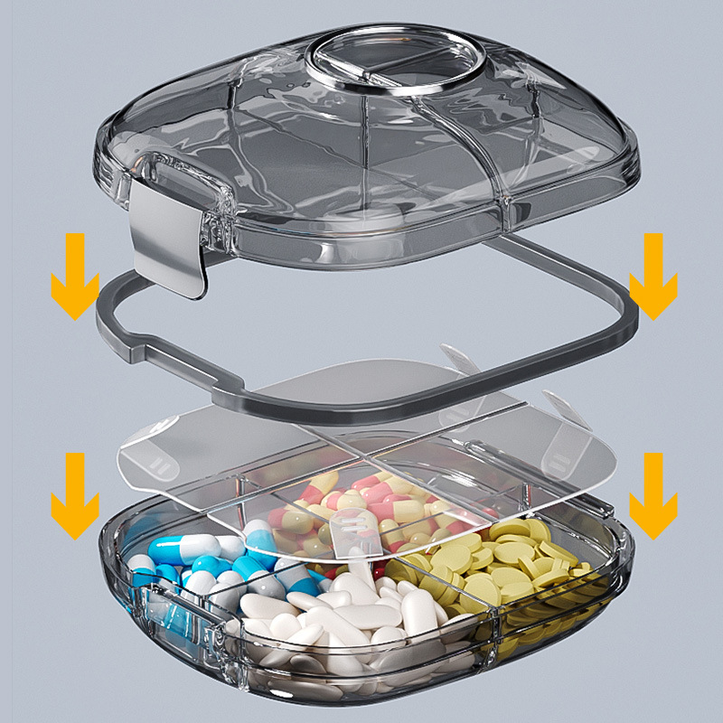 Multi-functional portable storage box packing morning, afternoon and evening reminder small size mini portable morning, middle and evening tablets Medicine Collection
