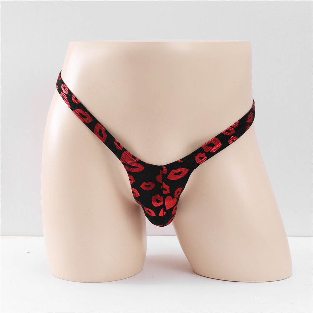 Europe and the United States cross-border new U convex pocket bag large space men's thong bright elastic sexy low waist men's T pants