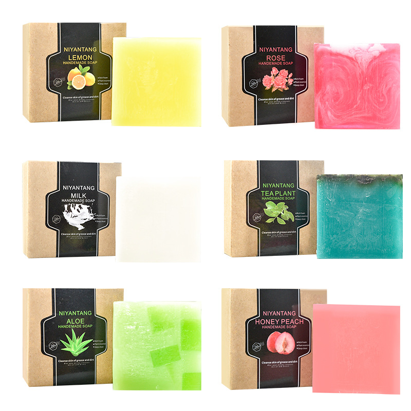 Cross-border in stock essential oil handmade soap rose aloe essence oil soap anti-mite anti-acne long-lasting oil control bath soap