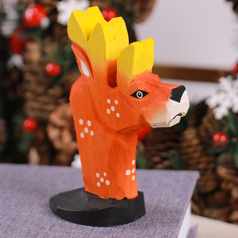 Wood carving glasses frame animal glasses frame creative desktop decoration factory wholesale wooden crafts display stand gift