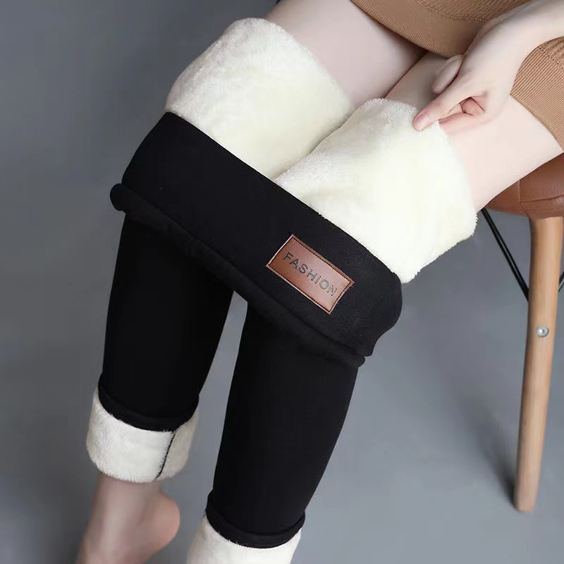 Lamb fleece leggings 2023 autumn and winter wear plus velvet padded mother warm feet plus velvet padded padded pencil pants