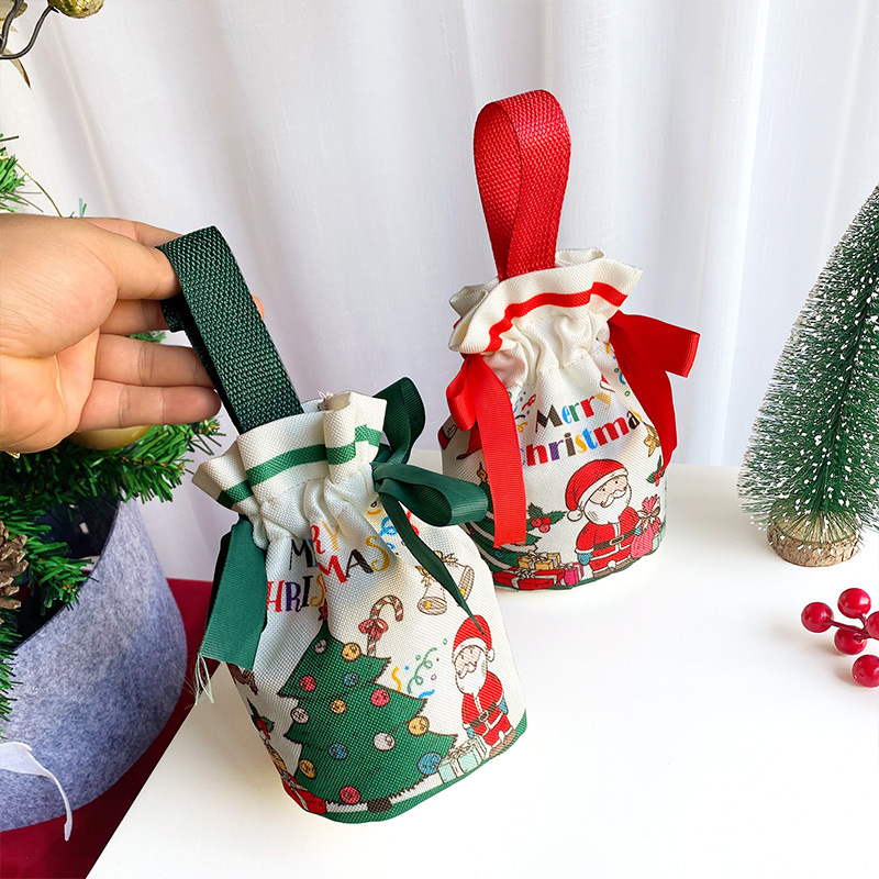 Portable Christmas storage bag canvas cute cloth bag gift bag wholesale holiday gift packaging Christmas Eve in stock