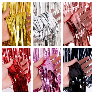 Thick 2 m Rain Silk Curtain Tassel Wedding Party Graduation Ceremony Background Wall Decorative Rain Silk Door Curtain