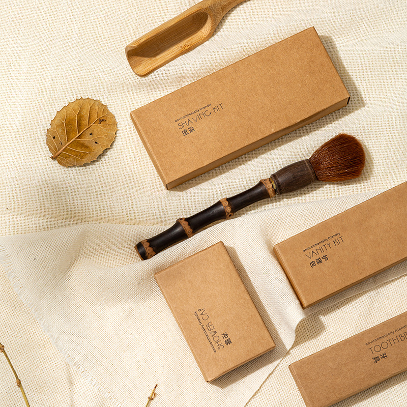 Hotel disposable toiletries suit B & B Inn hotel Kraft paper card box toothbrush factory wholesale LOGO
