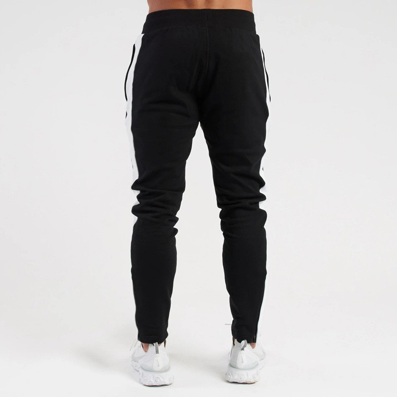 2023 Winter new color matching fleece-lined warm skinny pants men's sports pants fitness casual pants men