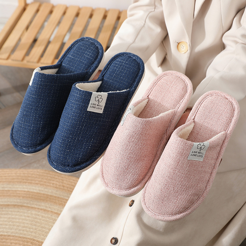 New winter cotton slippers home indoor slippers for men and women couples non-slip floor slippers soft bottom spring and autumn wholesale