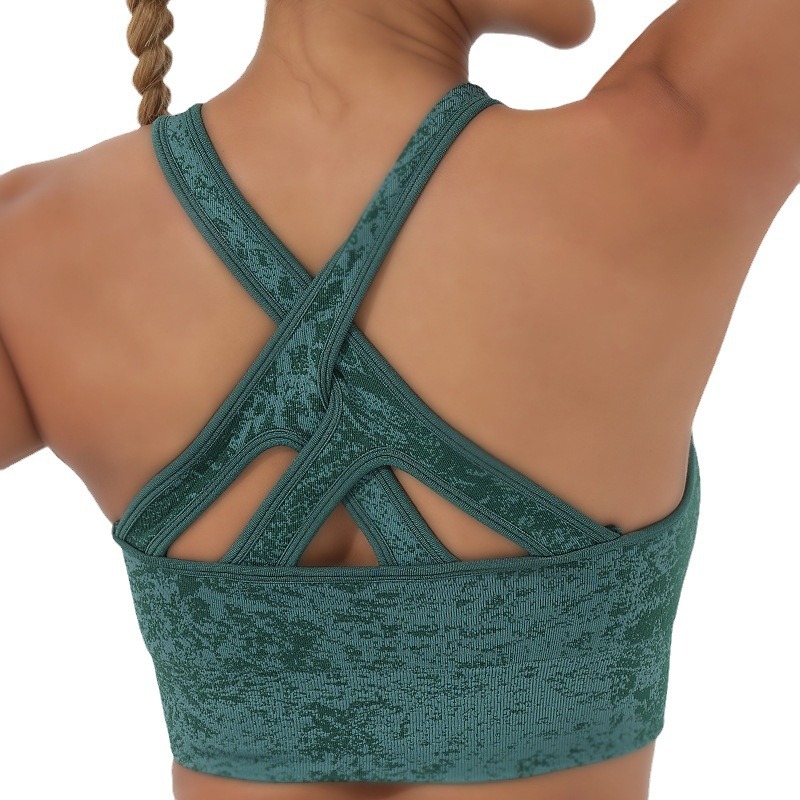 European and American new cross-border autumn sports bra fitness vest wide shoulder strap cross beauty back yoga sports bra