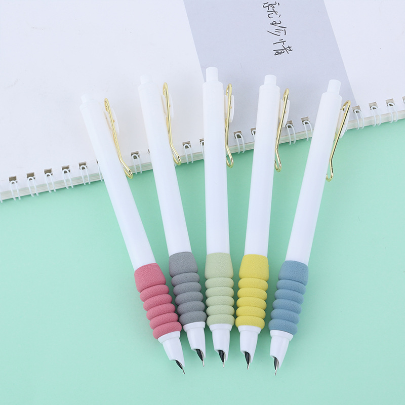 Push Pen 0.38 Pack Pointy Pen Drop-Resistant Hand Guard Plastic Push Pen Color Children's Fine Pen Practising
