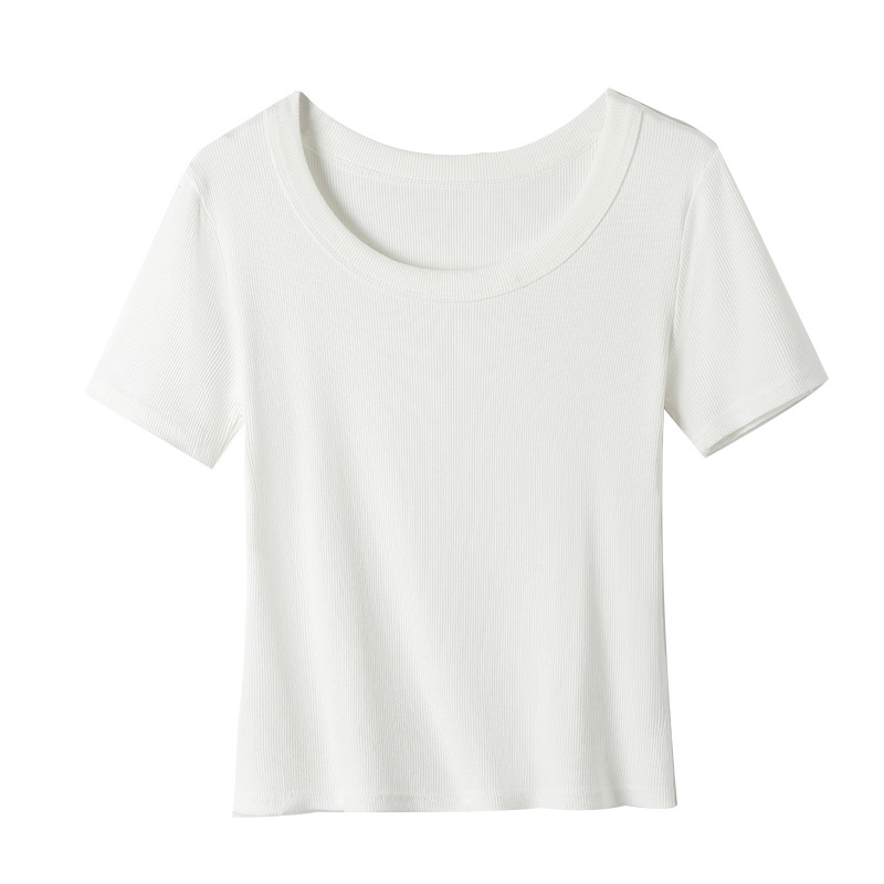 Live popular round neck short sleeve t-shirt women's summer outer wear undershirt solid color comfortable breathable top clothes women's clothing