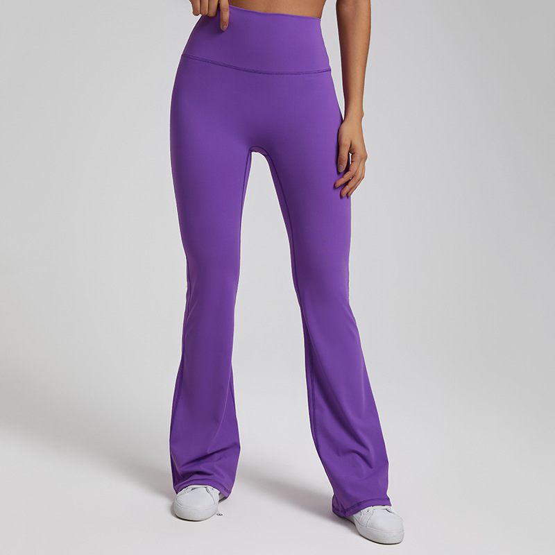 New Yoga Wide Leg Pants New European and American Naked Sense Elastic Sports Flared Pants Tight Body-Slimming High Waist Peach Hip Pants
