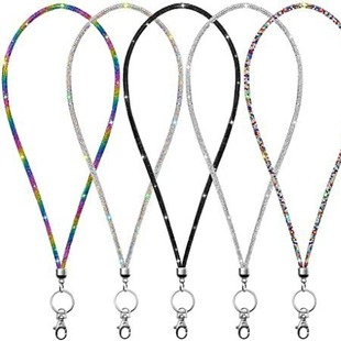 Amazon Hot New Rhinestone Full Diamond Lanyard Diamond Lanyard Slant Cross Flash Diamond Diamond Diamond Bracelet Key Chain