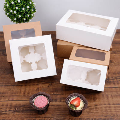 No portable cupcake box 1/2/4/612/24 baked muffin box thickened window cupcake box