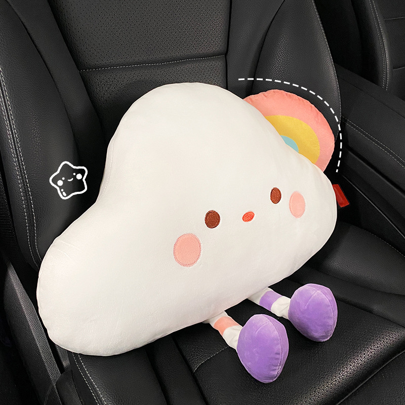 Car headrest lumbar support fashion rainbow cloud car neck pillow Four Seasons universal car decoration supplies for women