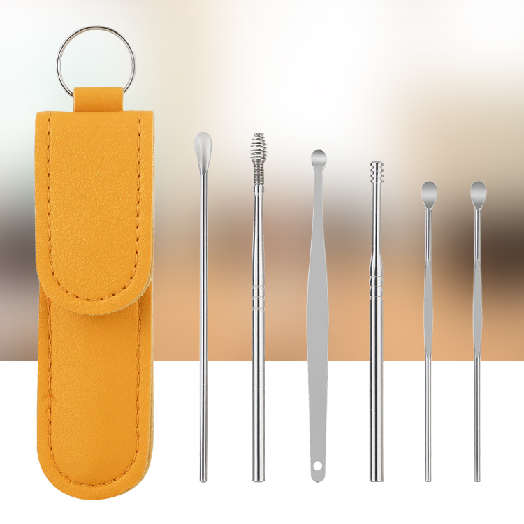 Ear Digging Spoon Set Ear Digging Artifact Japanese Screw Wet Buckle Professional Adult Household Stainless Steel Ear Picking Tool