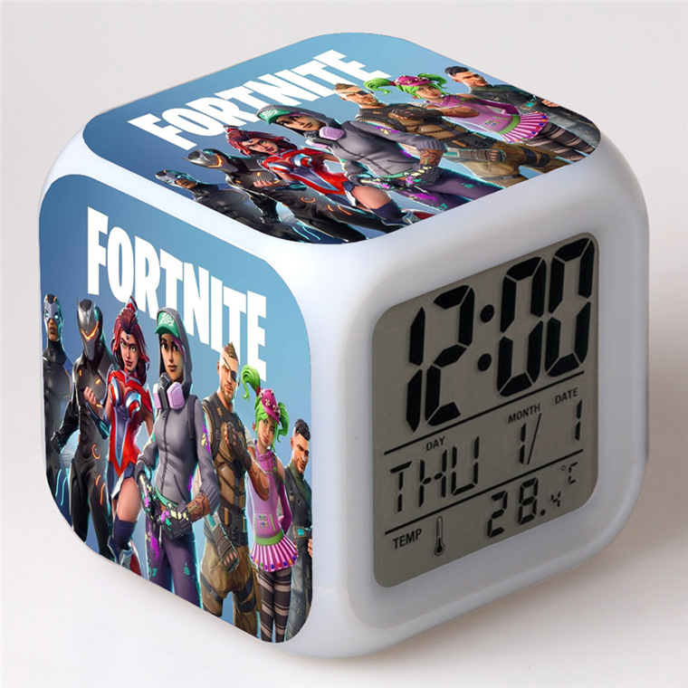 Amazon foreign trade supply game surrounding fortress night alarm clock colorful color change LED alarm clock four clock gift 1