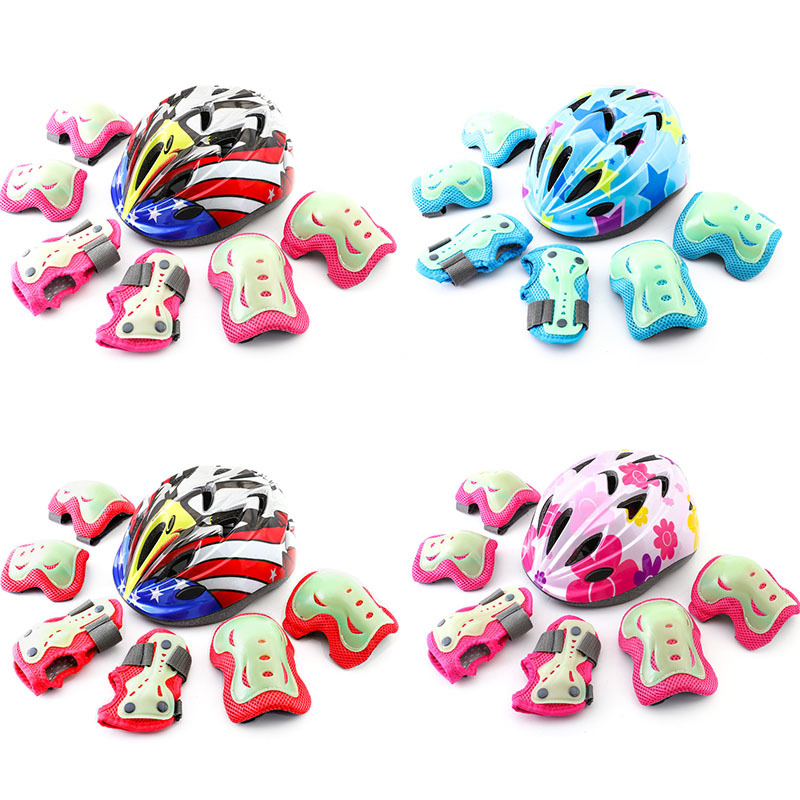 Luminous Fluorescent Protectors Children's Men's and Women's Roller Skating Protectors suit Skateboard Knee Protectors Bicycle Balance Car Helmet