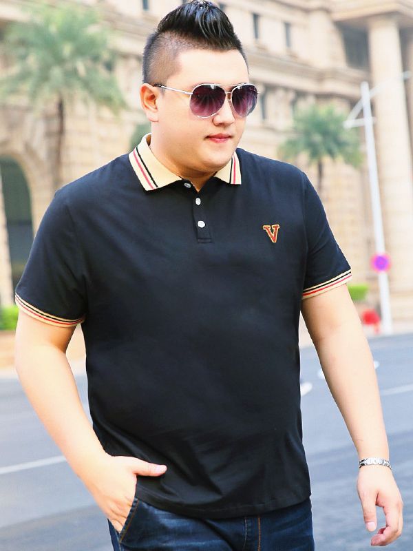 2023 Spring/Summer POLO Lapel T-shirt Men's Spring/Summer Thin Plus Size Large Size Printed Embroidered Short Sleeve T-shirt for Youth