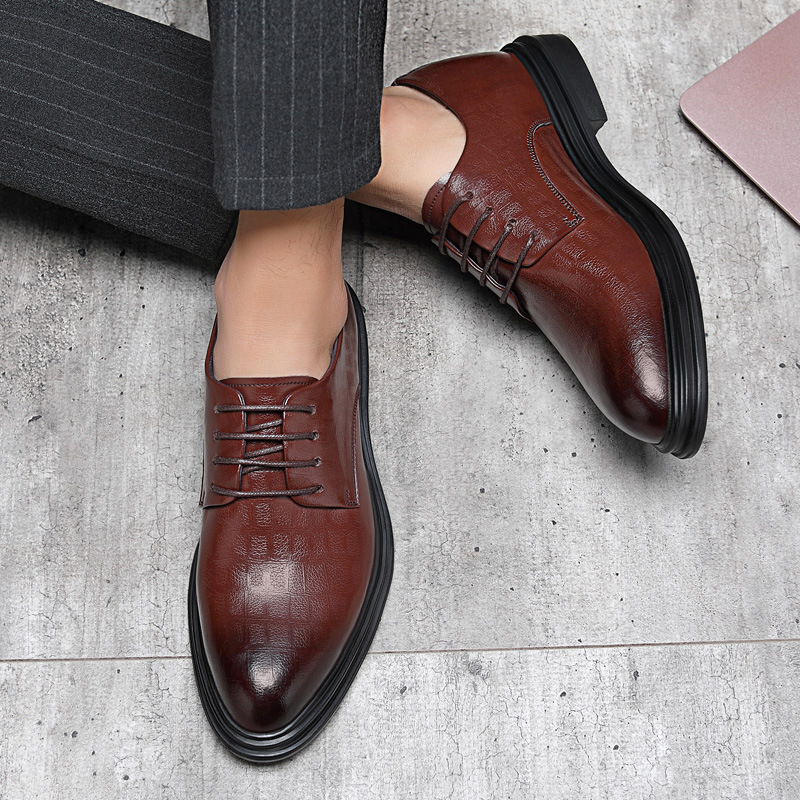 Summer New Business Dress Shoes Men's Genuine Leather Breathable Casual Shoes with 8cm 6cm All-match Soft Bottom Men's Shoes