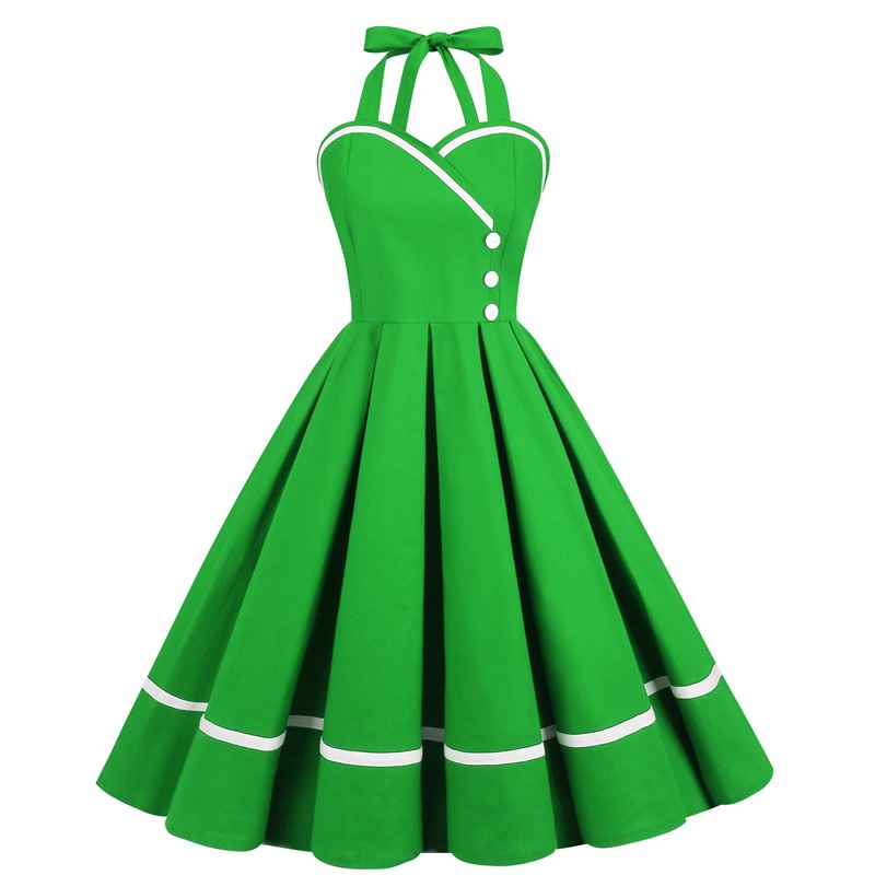 Cross-border exclusive Amazon European and American retro stitching waist swing 50s dress pettiskirt 8021