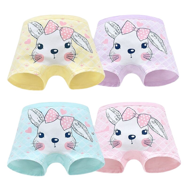 Children's Underwear Little Girls' Cotton Boxers Lively and Clever Little Moe Rabbit Girls Candy-colored Boxer Shorts