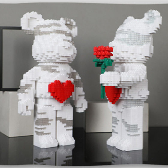 Violent Blocks Bear Assembled Ornaments Compatible with Lego Cyber Red Blocks Small Particles Educational Toys Assembled Adult Gifts