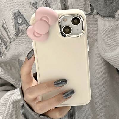 Bowknot iphone16 for Apple Phone Case 14 Electroplated Lens New 15promax Soft Silicone Matte