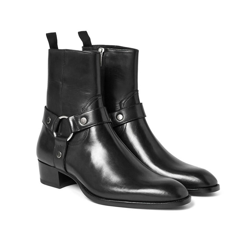 Cross-border Factory Foreign Trade Men's Ankle Boots Pointed Solid Color Side Zipper Chelsea Boots European and American Large Size Men's Shoes Martin Boots