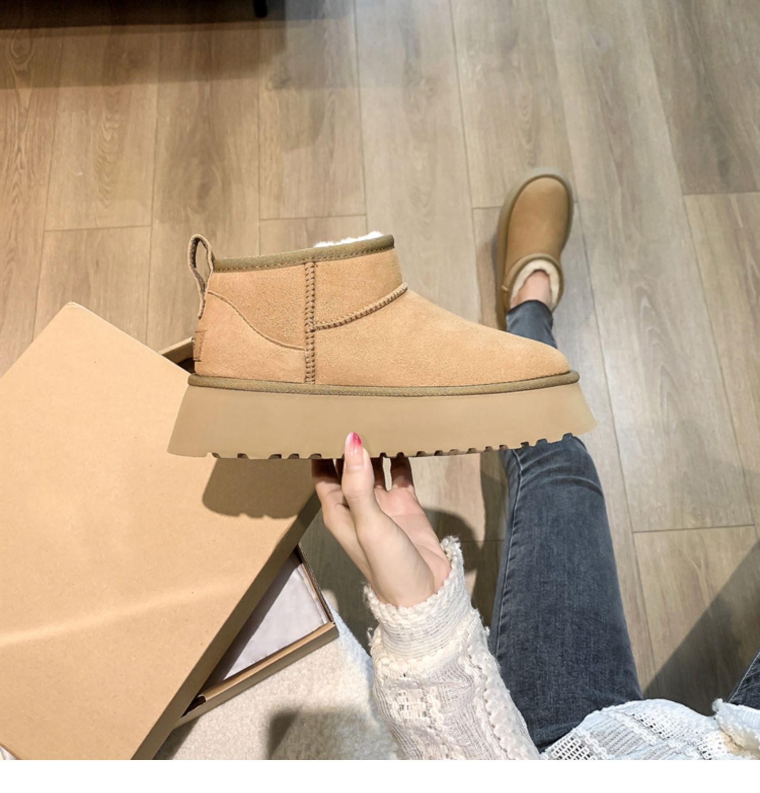 Snow Boots women's platform thick-soled outer wear 2023 Winter new fur integrated waterproof non-slip warm cotton shoes_voghion.com