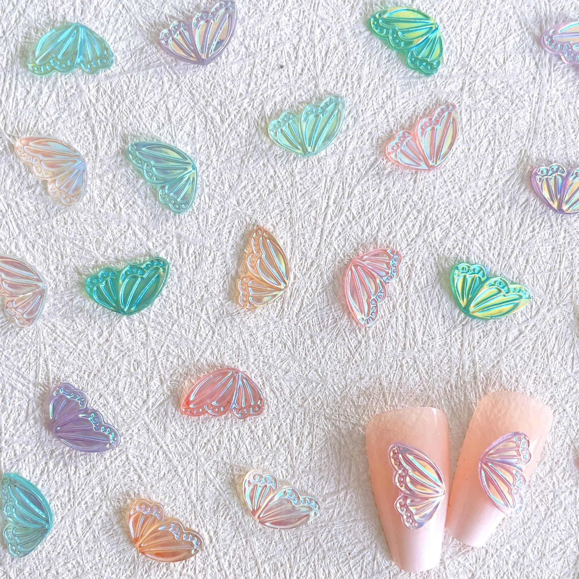 Cross-border Hot Butterfly Half-winged Nail Art Jewelry Aurora Colorful Fairy Wings DIY Phone Case Earrings Accessories