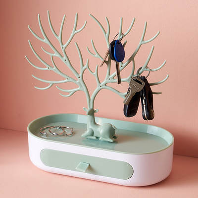 Desktop Pendant Earrings Necklace Display Stand Small Antlers Tree Jewelry Stand Entrance Key Hanger Drawer Jewelry Box