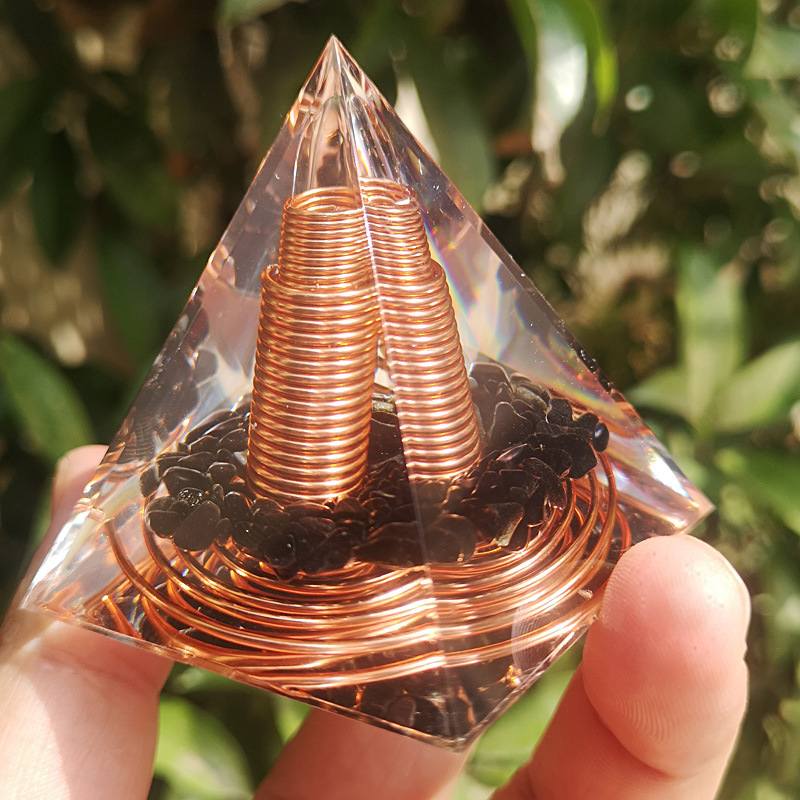 新款亞馬遜跨境外貿水晶碎石螺旋線金字塔創意手工家居擺件工藝品