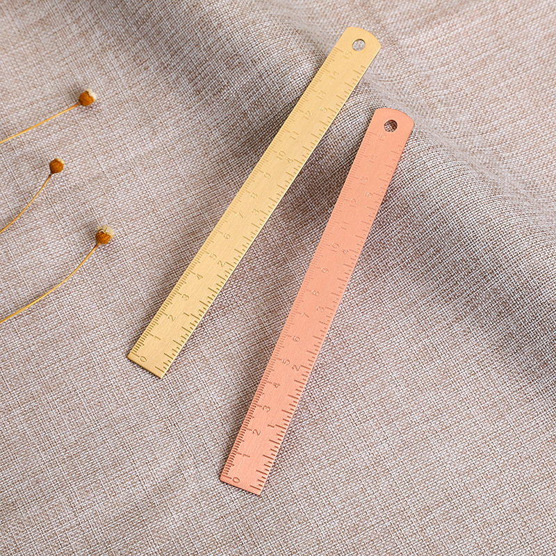 Hot selling 15cm thickened copper ruler spot student office drawing triangle ruler pure brass material