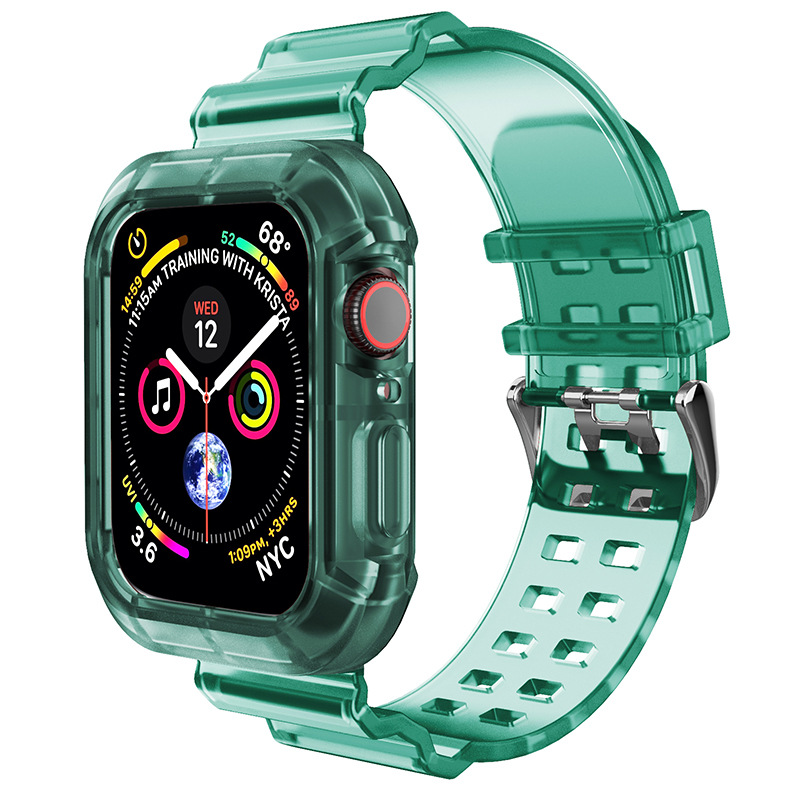 Applicable to Apple Integrated TPU Strap Apple watch8 Transparent Glacier Strap iwatch7/6/5/4 Cross Border
