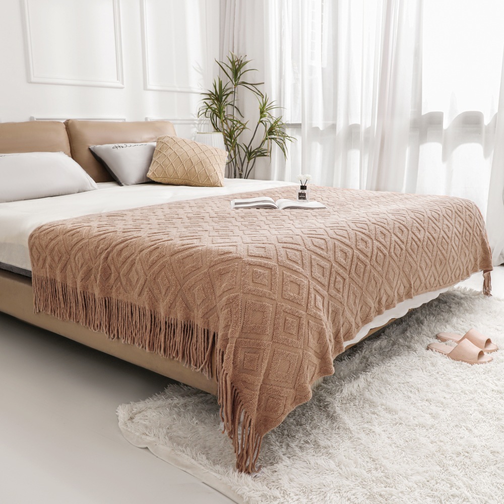 Nordic Sofa Blanket Hotel Bed End Towel Bean Blanket Tassel Shawl Blanket Bed End Cloth Blanket Homestay Bed Towel Wholesale