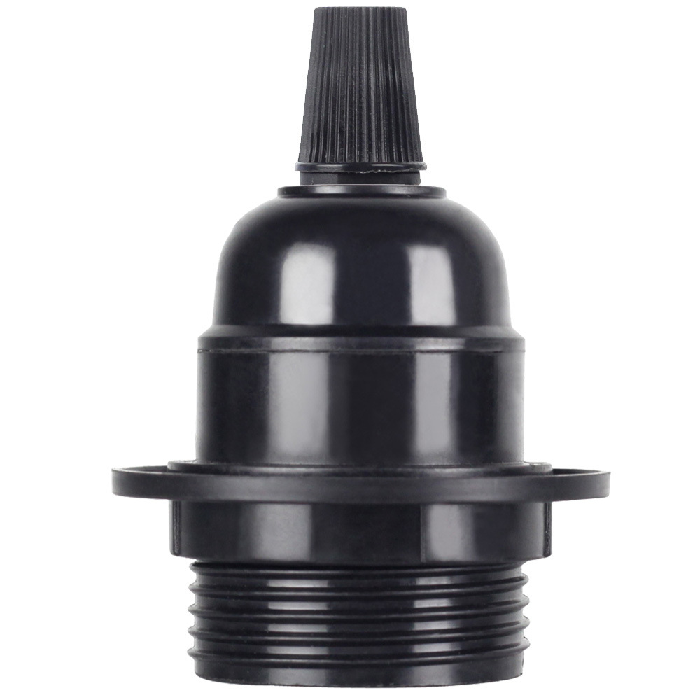 PPA plastic VDE certification E27 screw Black Lamp holder 250V 4A light body half tooth lamp head screw with thread buckle