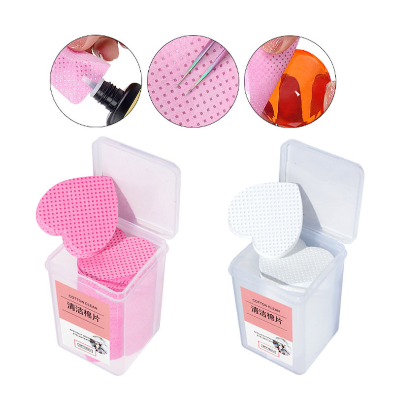 Factory wholesale heart-shaped grafting eyelash glue cleaning cloth magic wipe nail removal cotton piece glue bottle mouth cleaning cotton piece