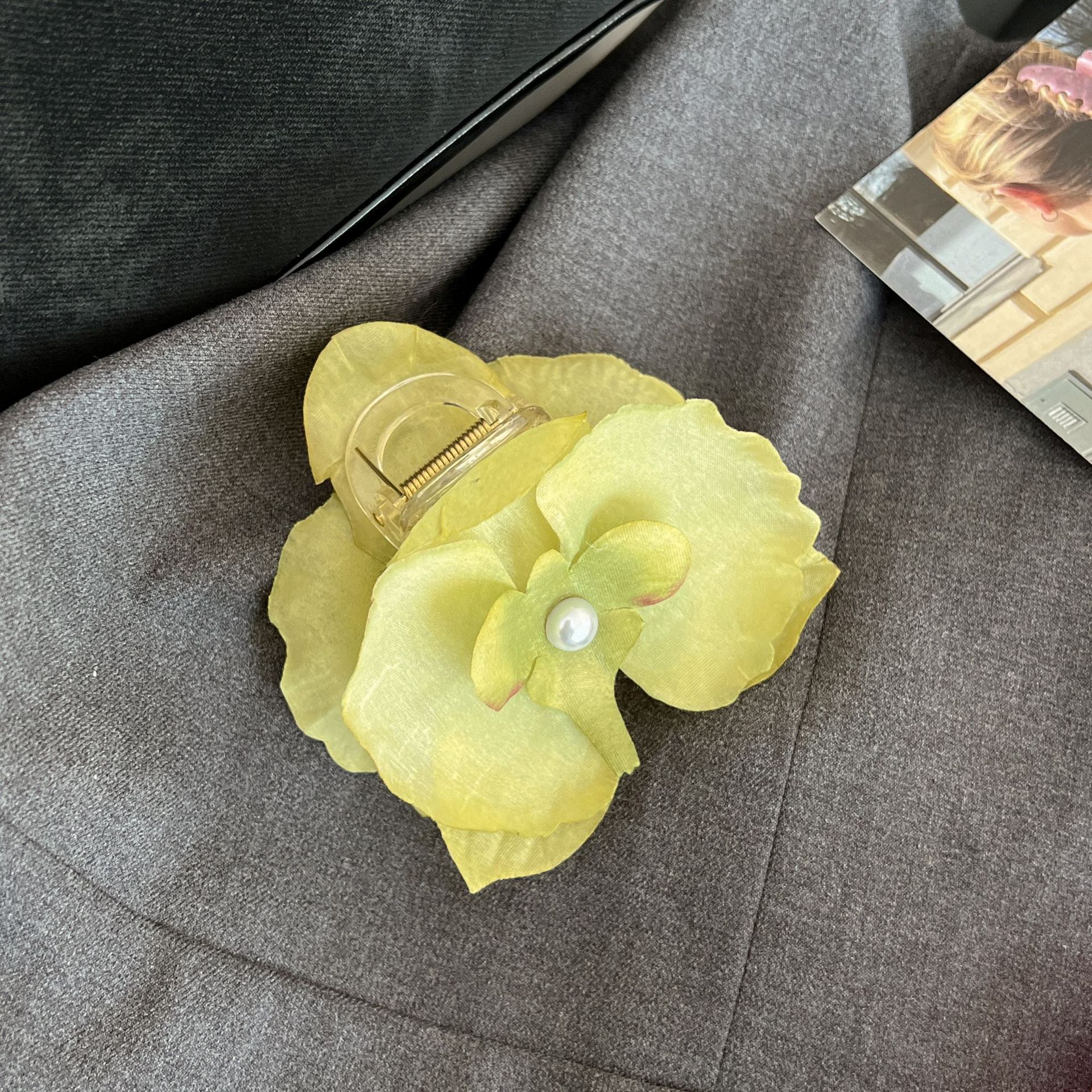 Sweet Phalaenopsis Ribbon Grab Clip Simulation Flower Hair Grab Side Clip Orchid Temperament Sense Super Fairy Head Jewelry_voghion.com