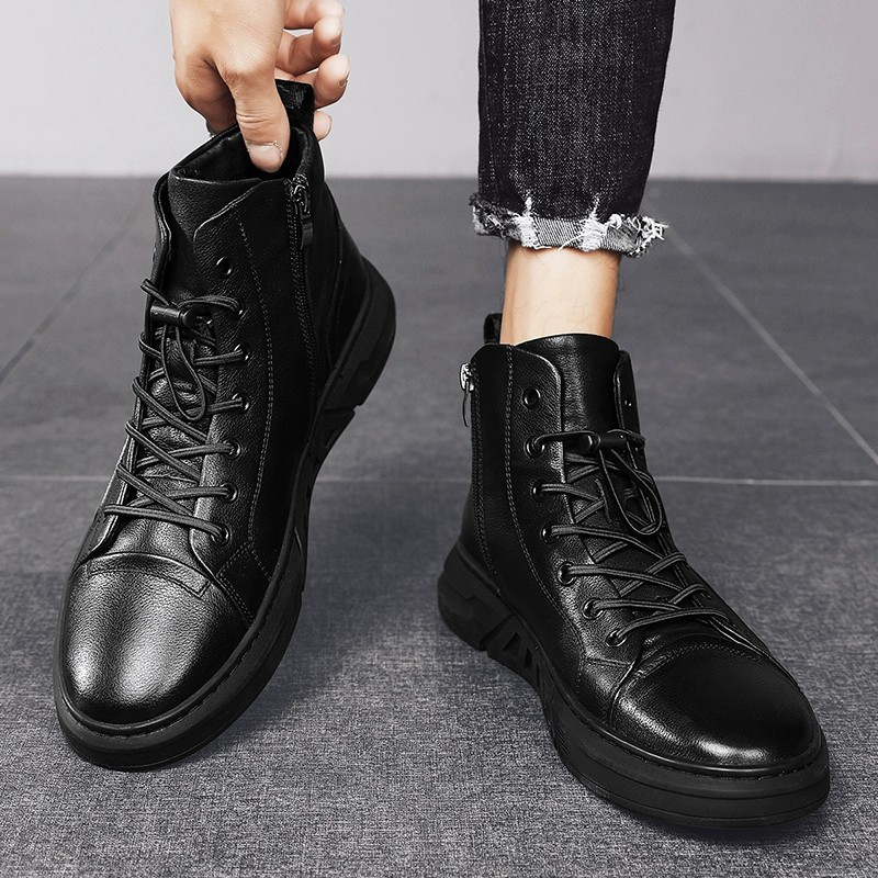 High-top men's shoes 2023 new summer sports casual sneakers breathable Korean style thick bottom increased mid-top white fashion shoes