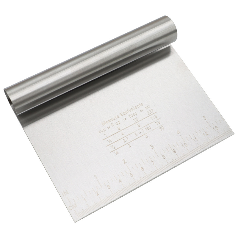 Stainless steel scraper with scale dough scraping sausage powder scraper cutting knife manual oil scraper single-sided steamed bread cutting tool