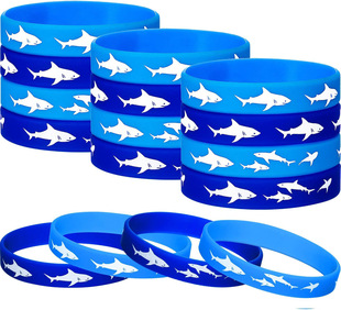 Amazon variety of Shark ocean sea theme sky blue dark blue Shark silicone bracelet rubber wristband